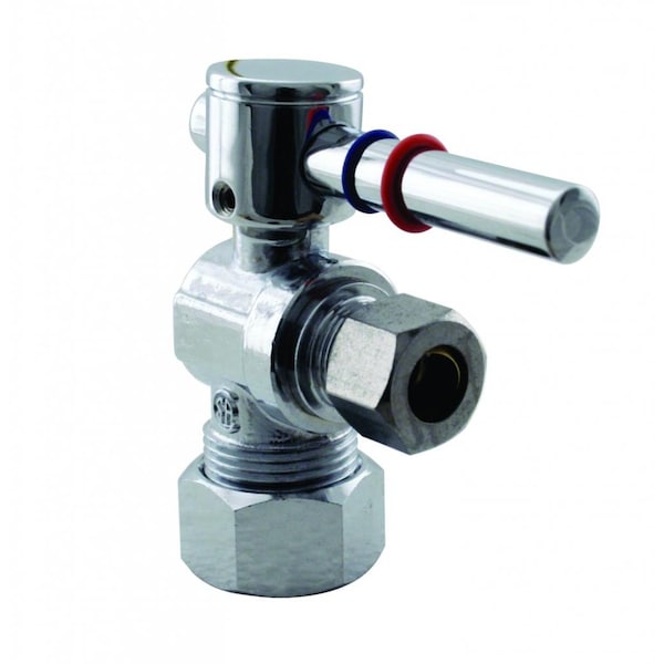 Westbrass Angle Stop, 5/8" OD x 3/8" OD, 1/4-Turn Lever Handle in Polished Chrome D105BL-26 - main